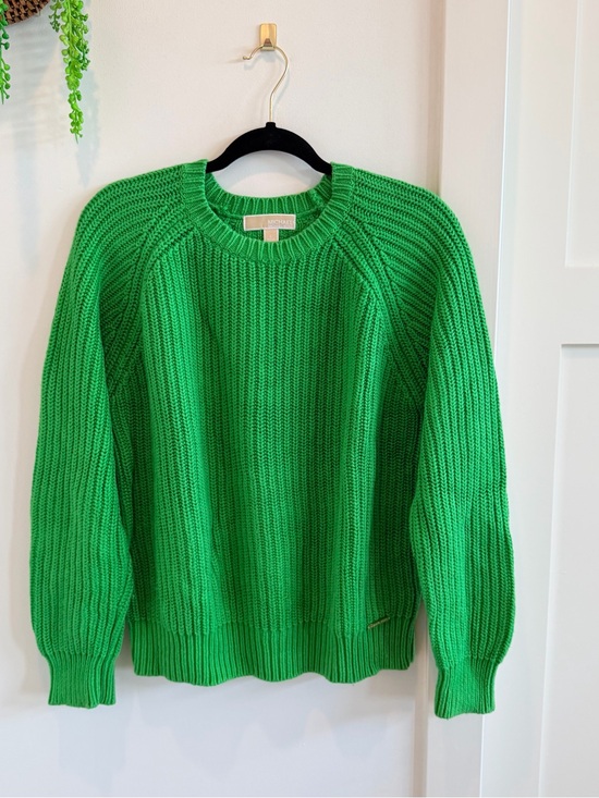 Michael Kors Sweaters - Michael Kors Bright Green Ribbed Knit Womens Long Sleeve Crewneck Sweater Size L